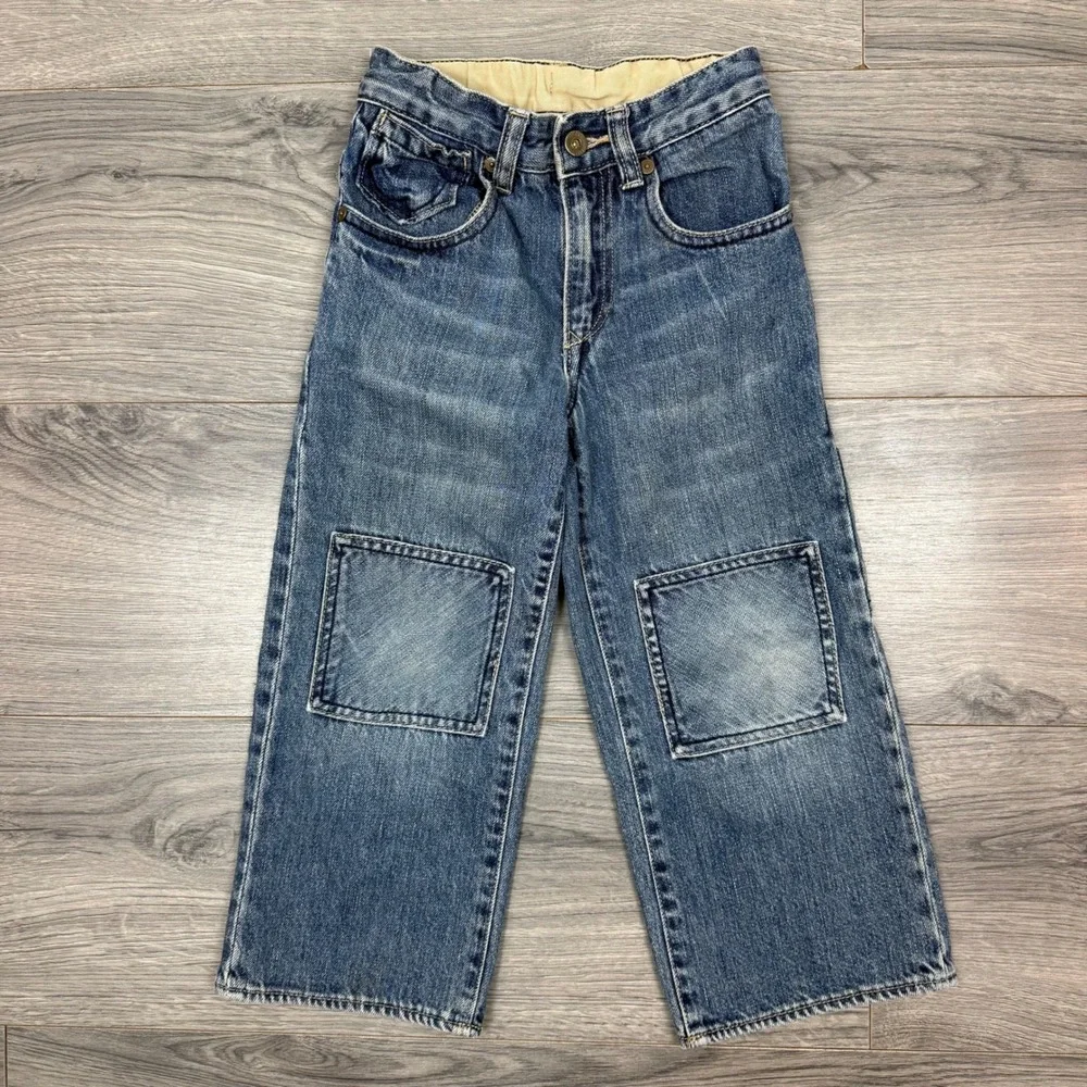 Vintage GAP Toddler 4Y Denim Jeans Fall 07 Patched Knees Blue Cotton Workwear‎